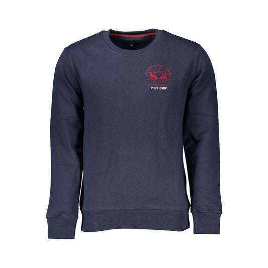 La Martina Chic Blue Crew Neck Embroidered Sweatshirt La Martina