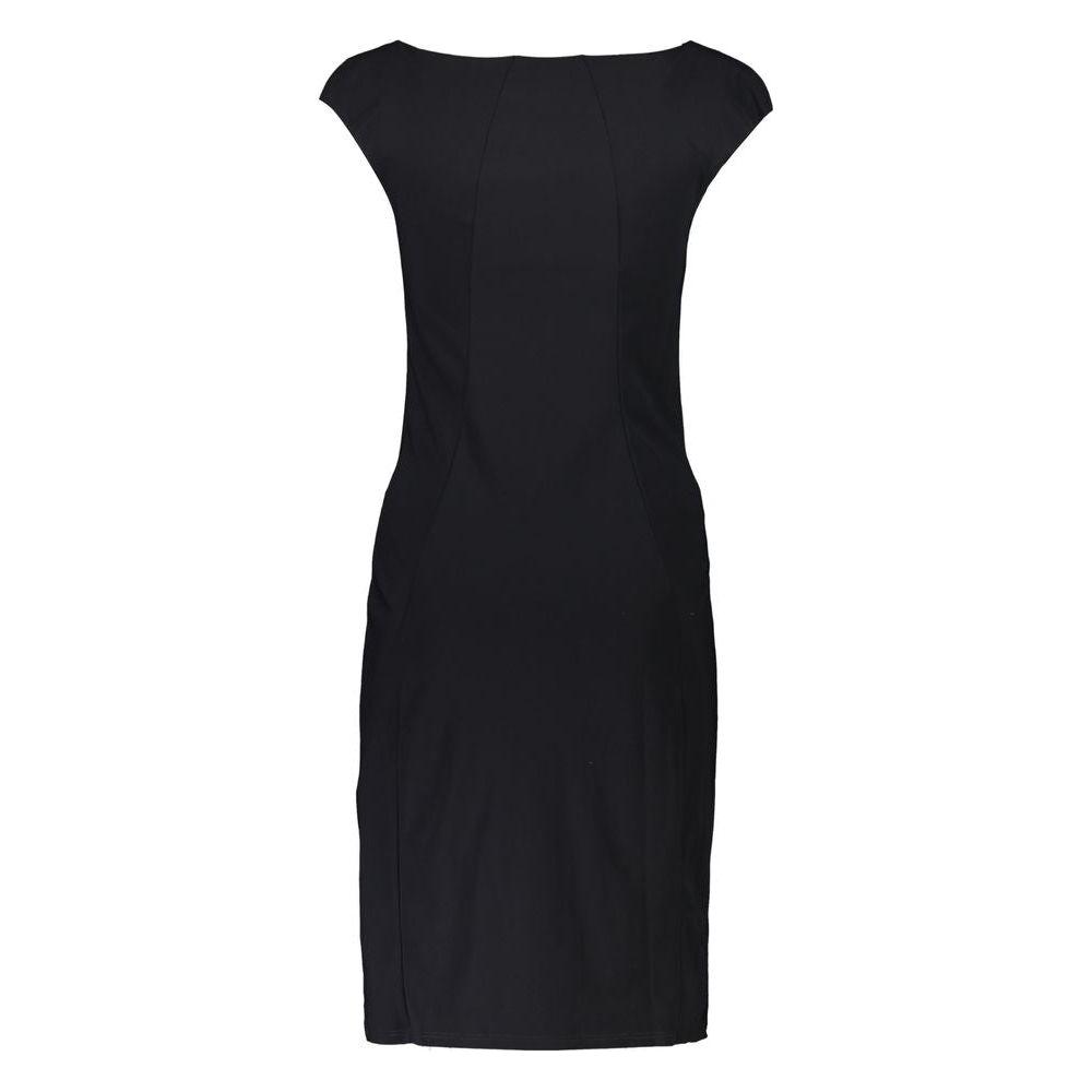 Patrizia Pepe Elegant Black Boat Neck Dress with Wide Straps Patrizia Pepe