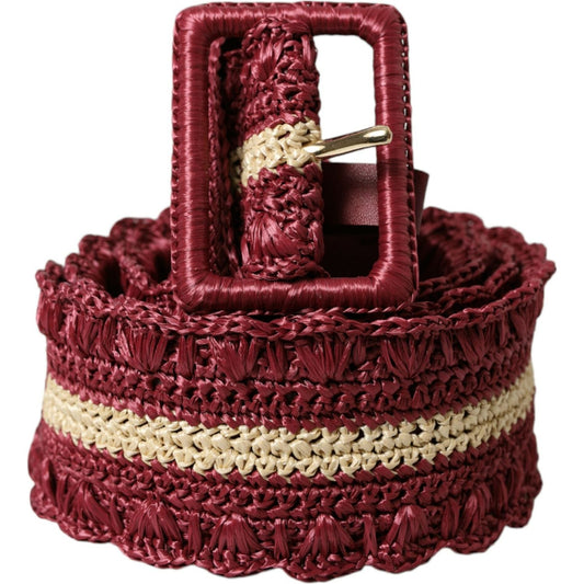 Dolce & Gabbana Maroon Elegance Canvas Waist Belt Dolce & Gabbana