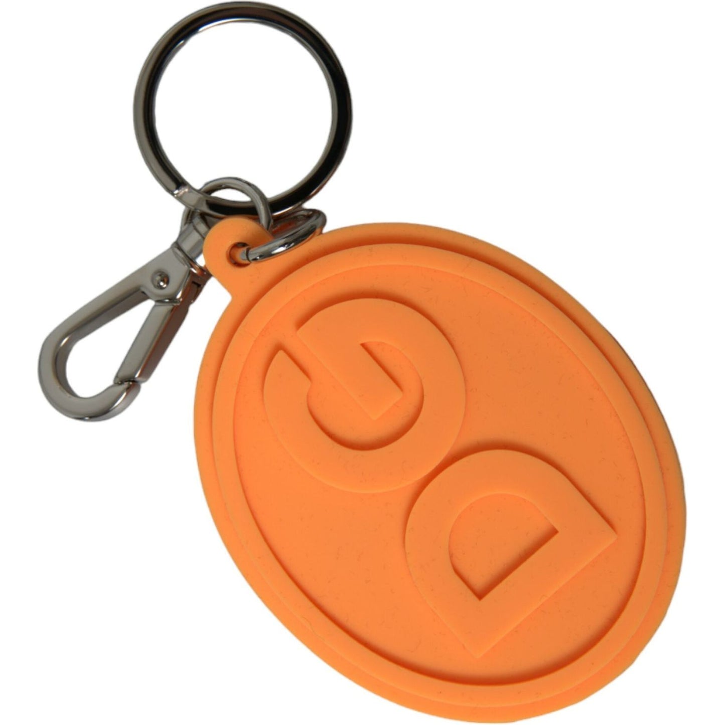 Dolce & Gabbana Elegant Orange Charm Keyring with Silver Detail Dolce & Gabbana