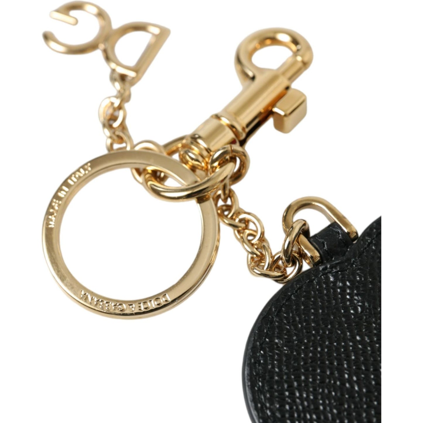 Dolce & Gabbana Stunning Gold and Pink Leather Keychain Dolce & Gabbana