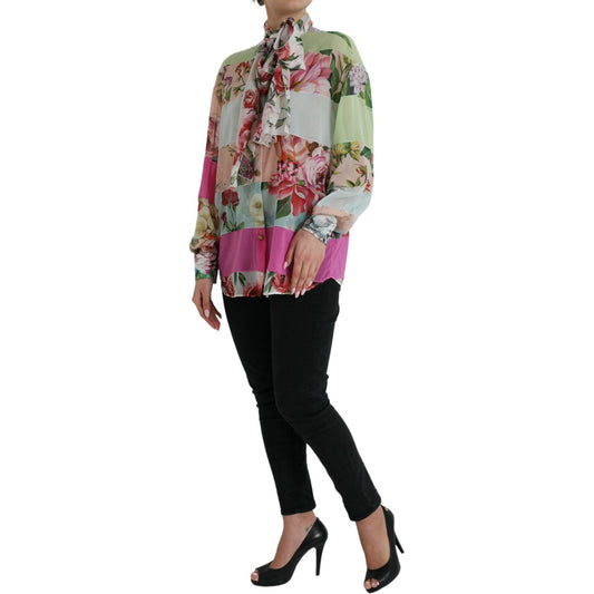 Dolce & Gabbana Elegant Multicolor Silk Blend Long Sleeve Top Dolce & Gabbana