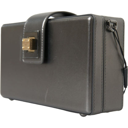 Dolce & Gabbana Metallic Gray Calfskin Leather DG BOX Shoulder Bag