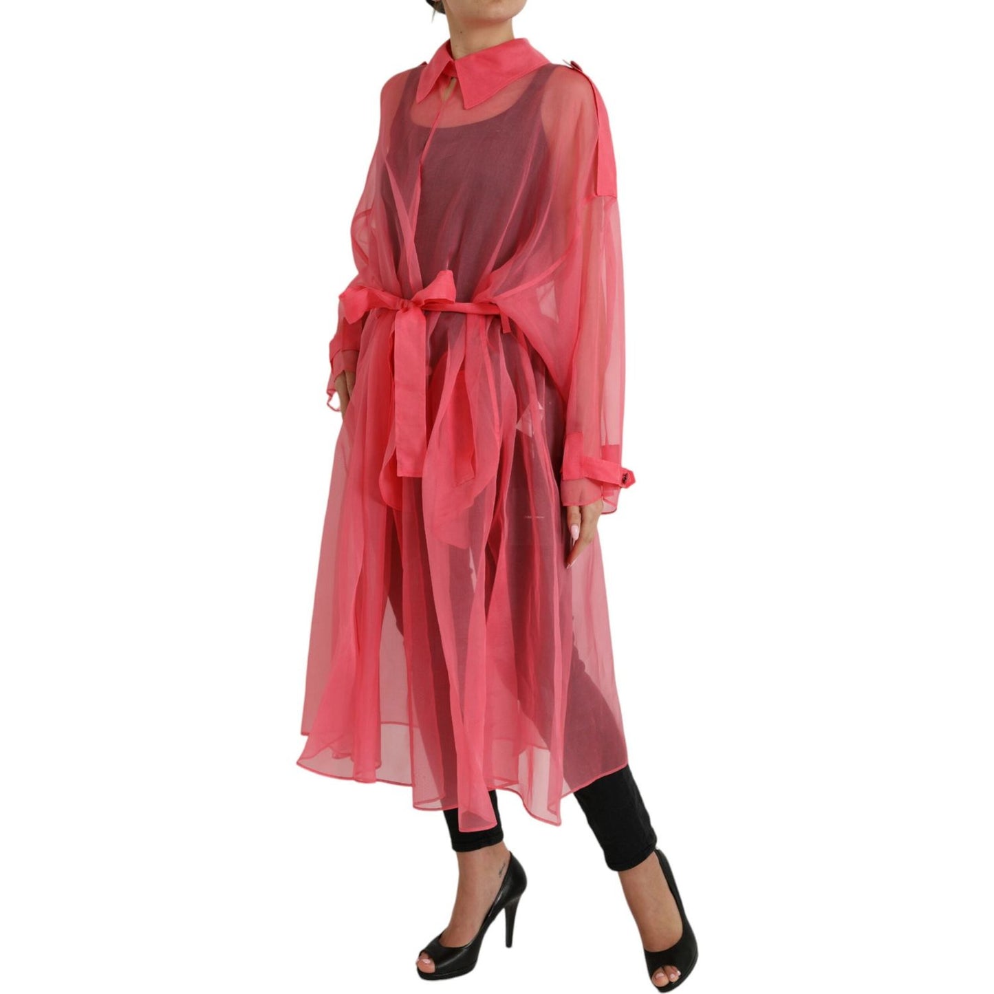 Dolce & Gabbana Elegant Pink Silk Long Jacket Dolce & Gabbana