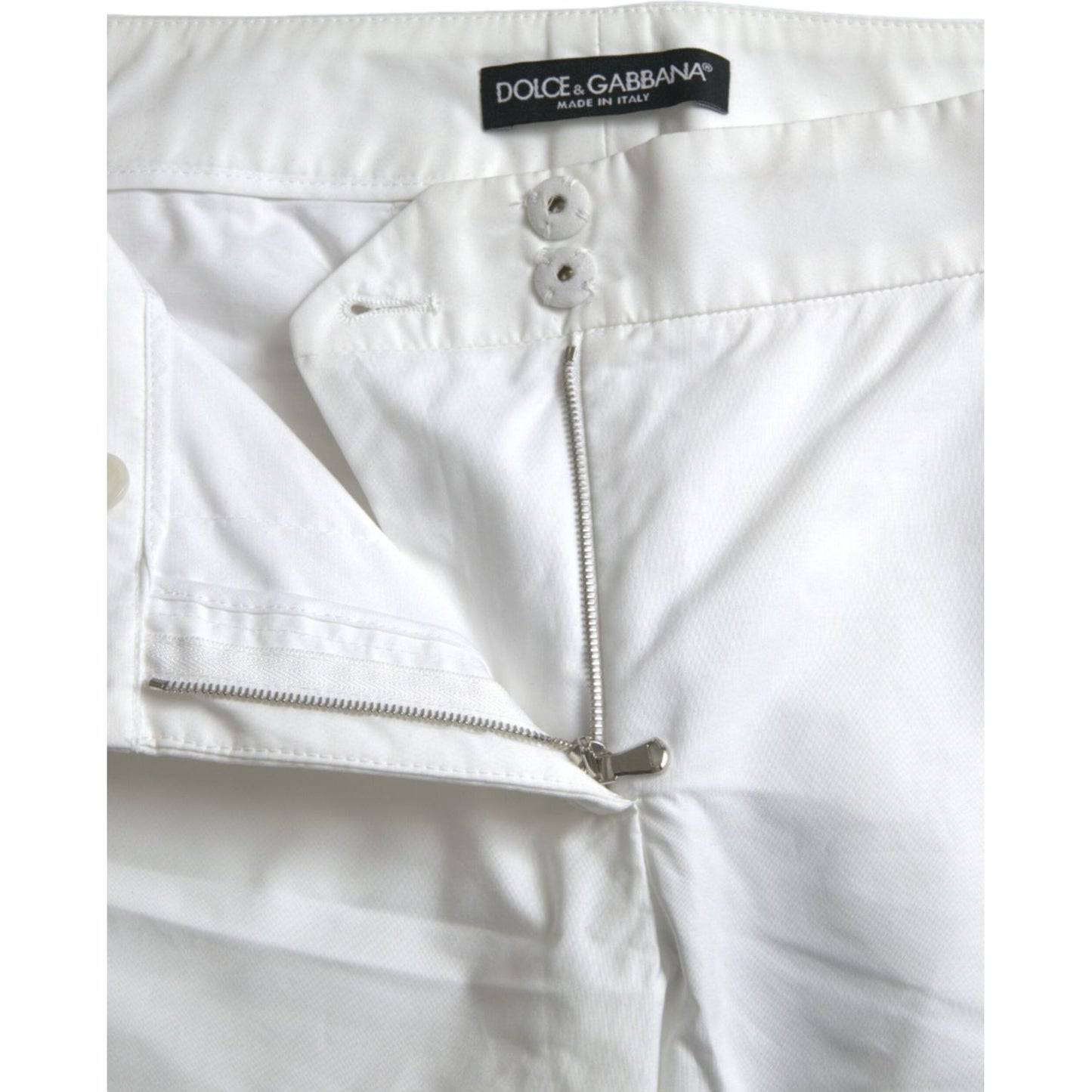 Dolce & Gabbana Elegant White Tapered Mid Waist Pants Dolce & Gabbana