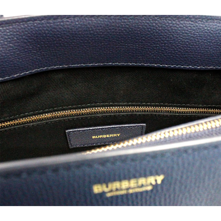 Burberry Banner Medium Regency Blue Leather Tote Crossbody Handbag Purse Burberry