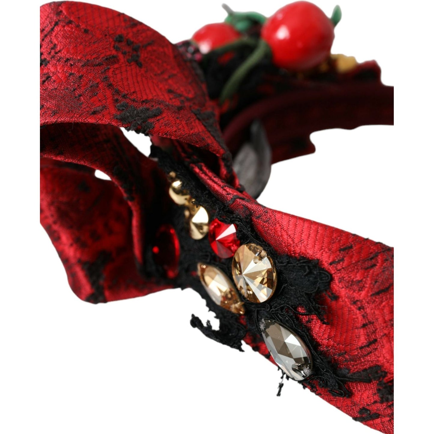 Dolce & Gabbana Red Cherry Sicily Embellished Women Hairband Diadem Dolce & Gabbana