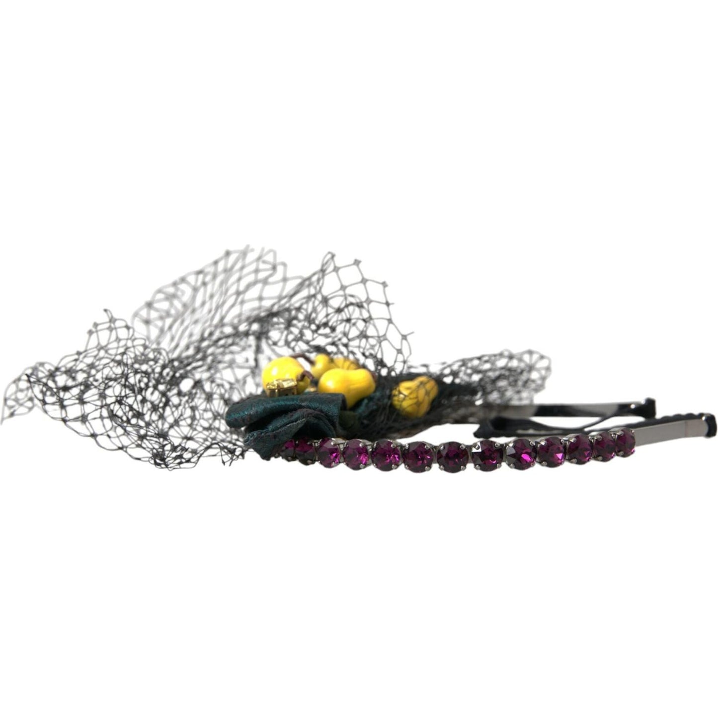 Dolce & Gabbana Black Lemons Sicily Purple Crystal Net Headband Diadem Dolce & Gabbana