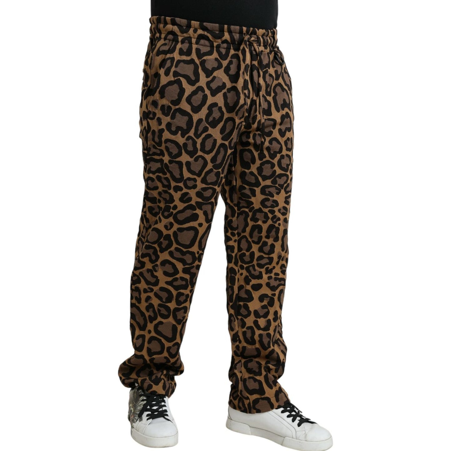 Dolce & Gabbana Brown Leopard Print Polyester Jogger Pants Dolce & Gabbana