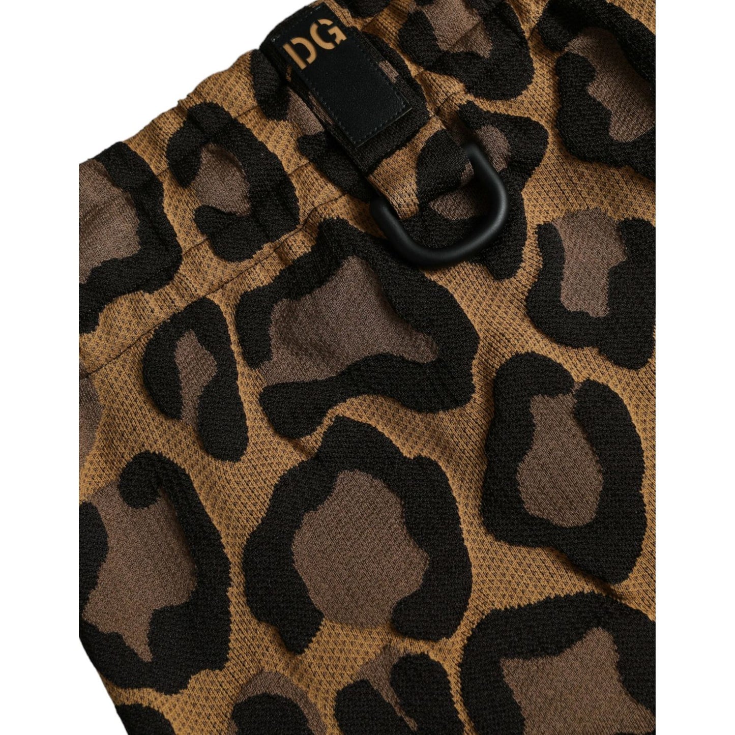 Dolce & Gabbana Brown Leopard Print Polyester Jogger Pants Dolce & Gabbana