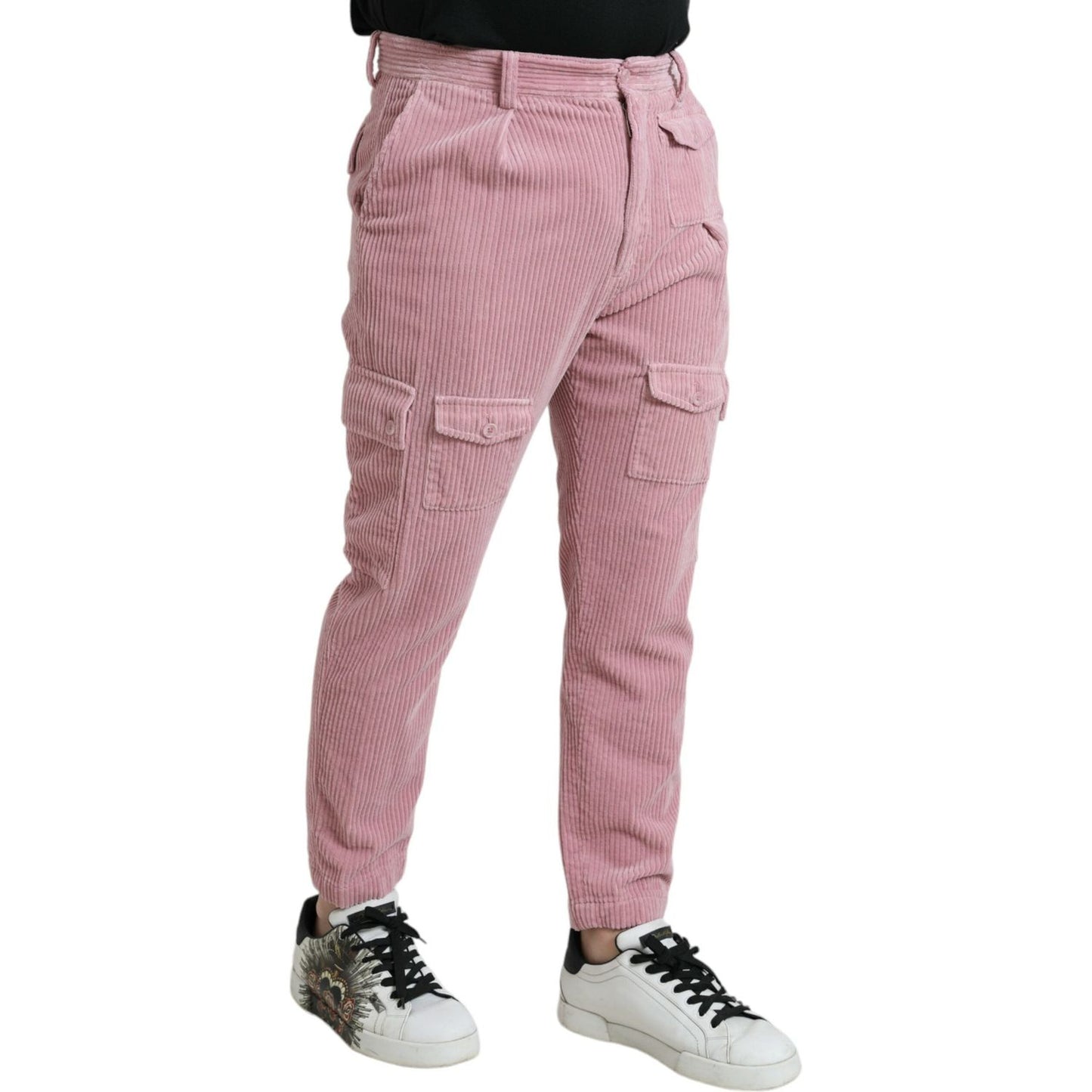 Dolce & Gabbana Pink Corduroy Cotton Stretch Skinny Cargo Jeans Dolce & Gabbana