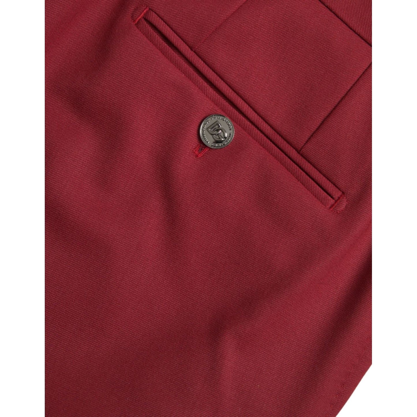 Dolce & Gabbana Red Wool Men Slim Fit Dress Pants Dolce & Gabbana