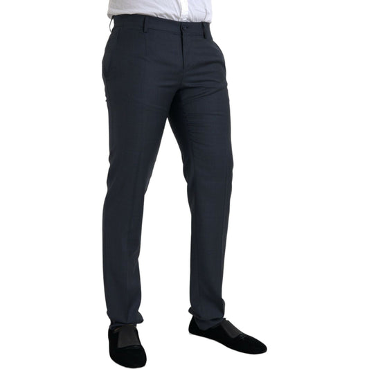 Dolce & Gabbana Blue Wool Men Skinny Dress Pants Dolce & Gabbana