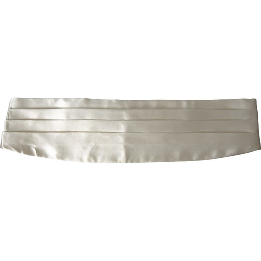 Dolce & Gabbana White Men Wide Waist Silk Belt Cummerbund Dolce & Gabbana