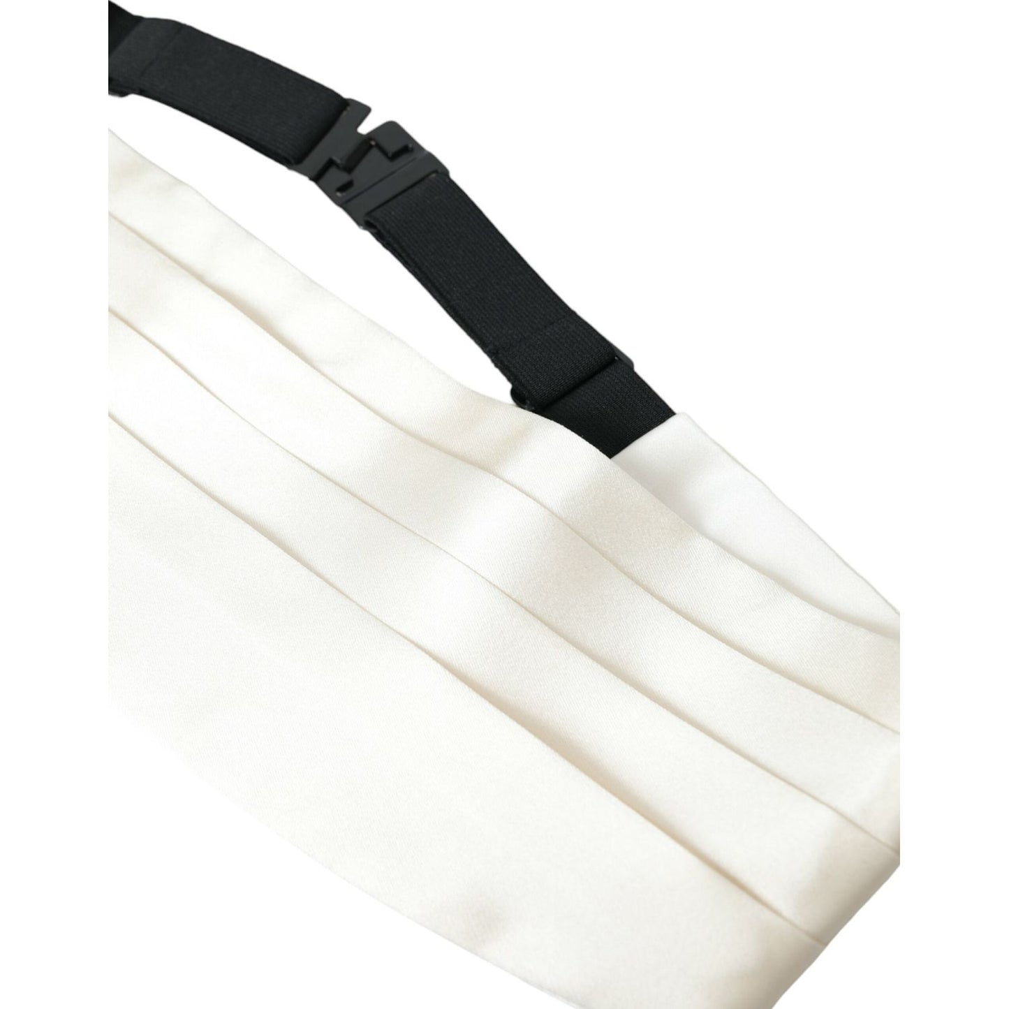 Dolce & Gabbana White Men Wide Waist Silk Belt Cummerbund Dolce & Gabbana