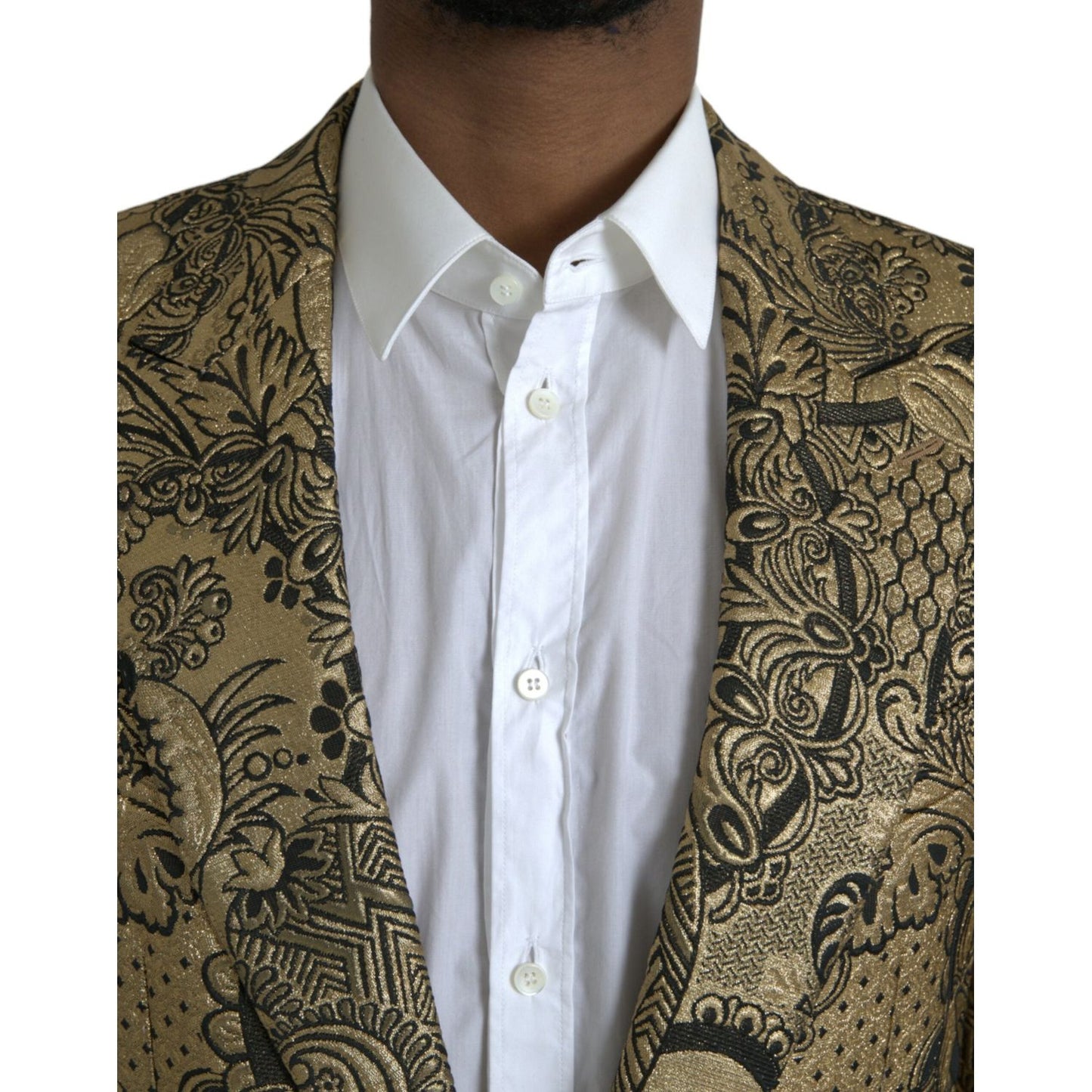 Dolce & Gabbana Gold SICILIA Jacquard Single Breasted Coat Blazer Dolce & Gabbana