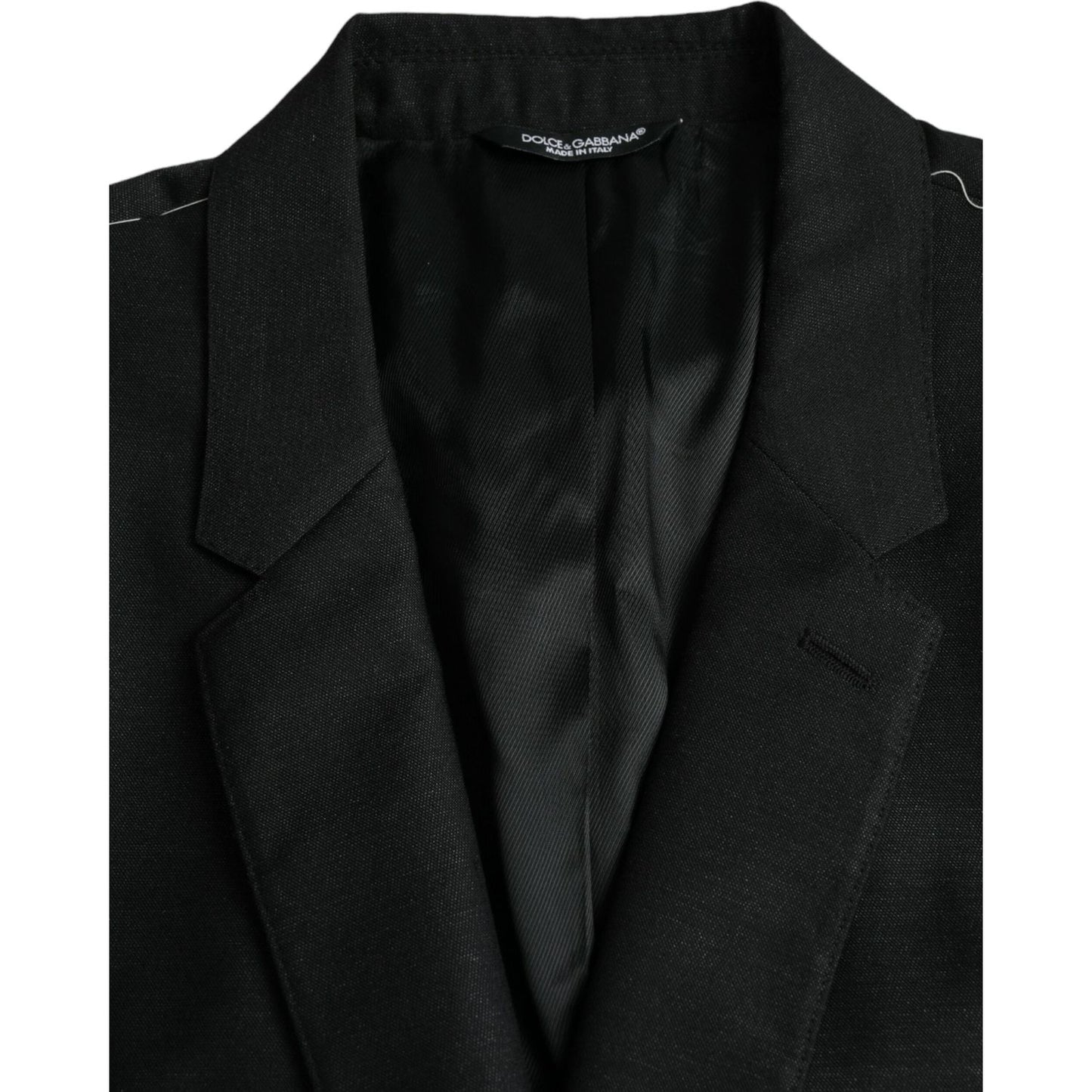 Dolce & Gabbana Black Wool Notch SingleBreasted Coat Blazer Dolce & Gabbana