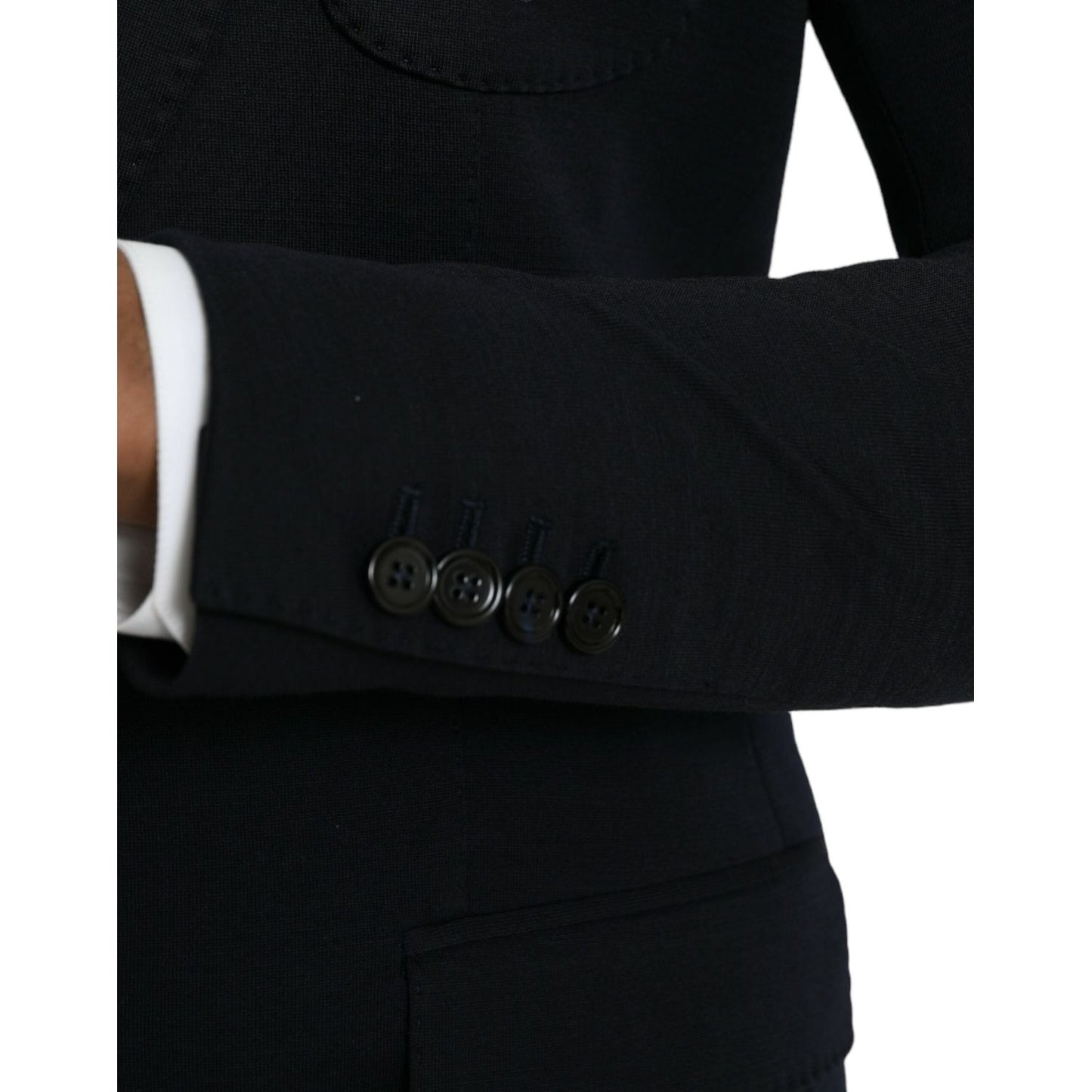 Dolce & Gabbana Black Wool Notch Single Breasted Coat Blazer Dolce & Gabbana