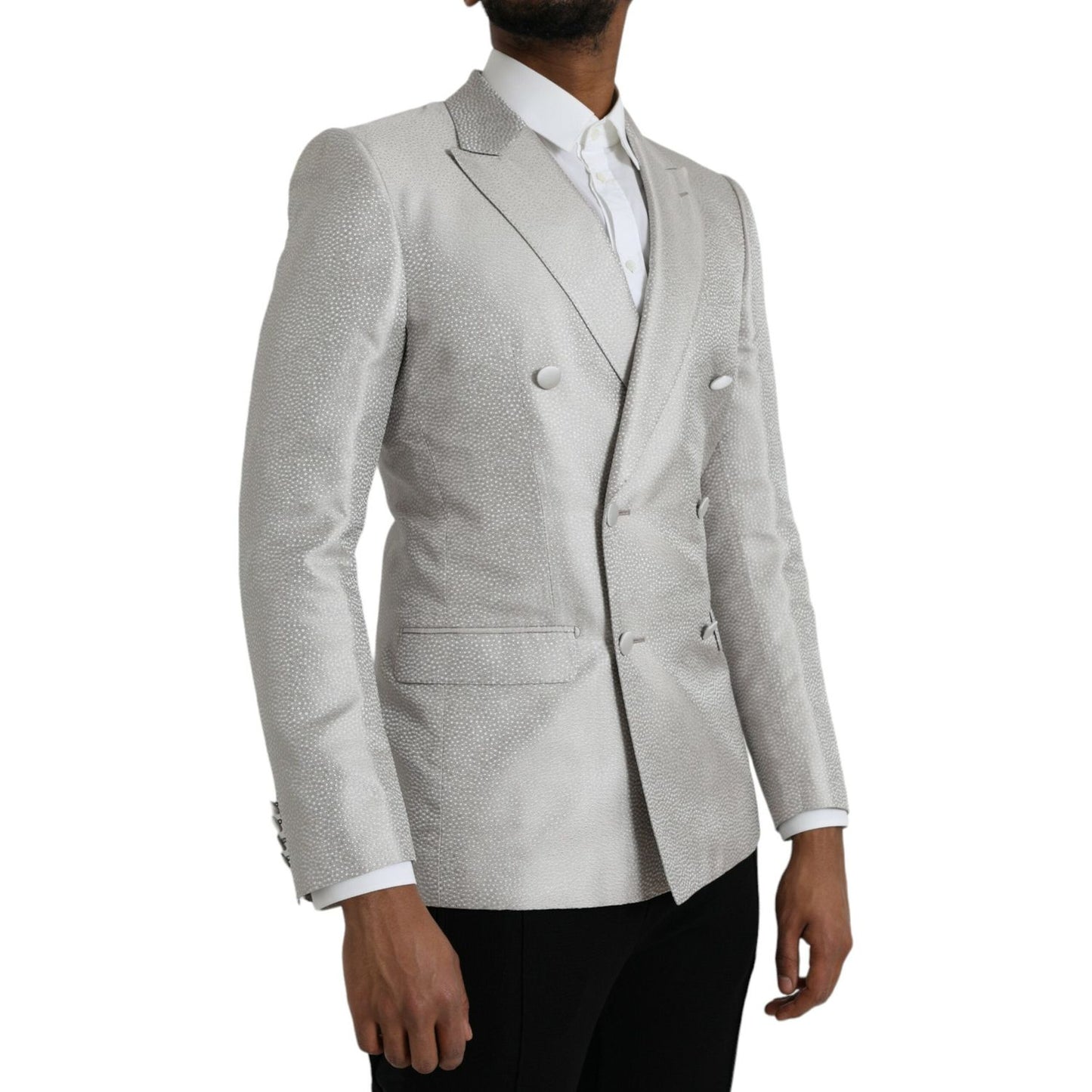 Dolce & Gabbana Off White MARTINI Double Breasted Coat Blazer Dolce & Gabbana