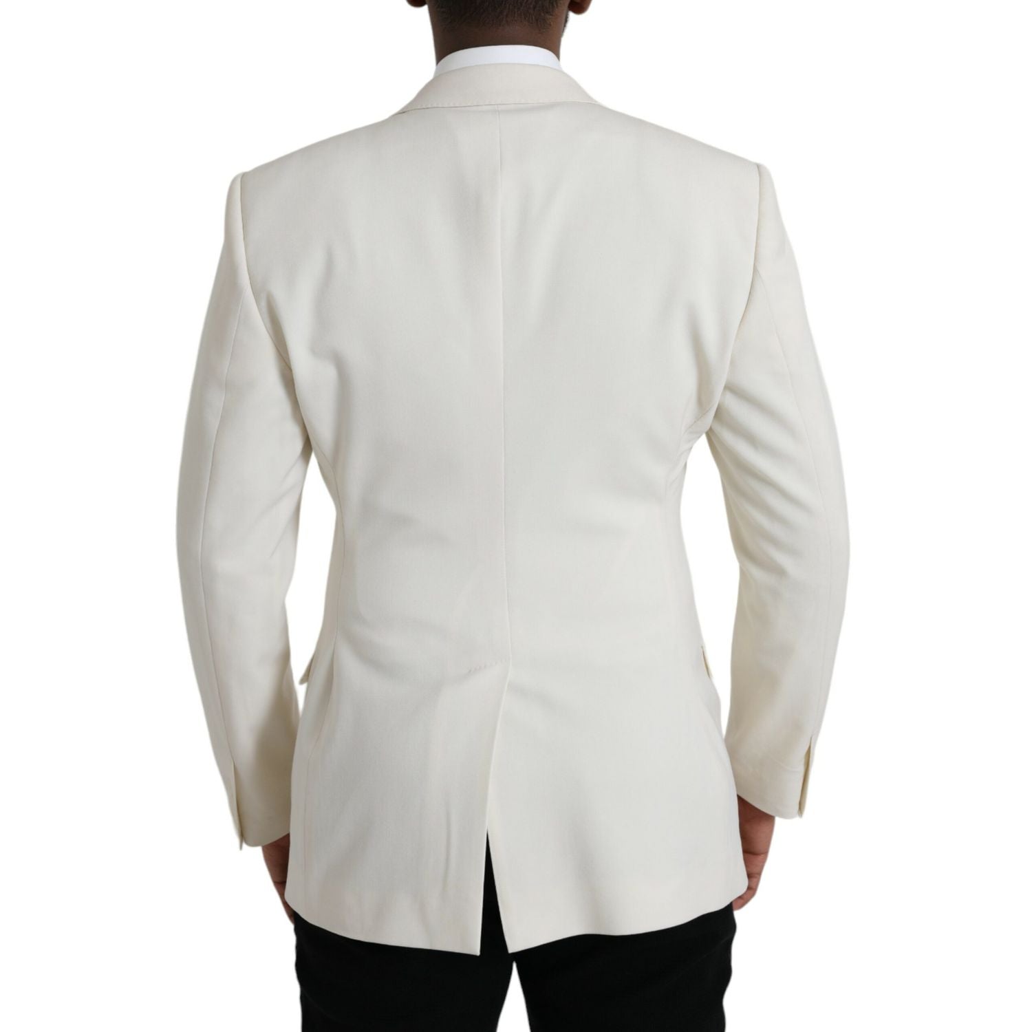 Dolce & Gabbana White Wool MARTINI Double Breasted Blazer