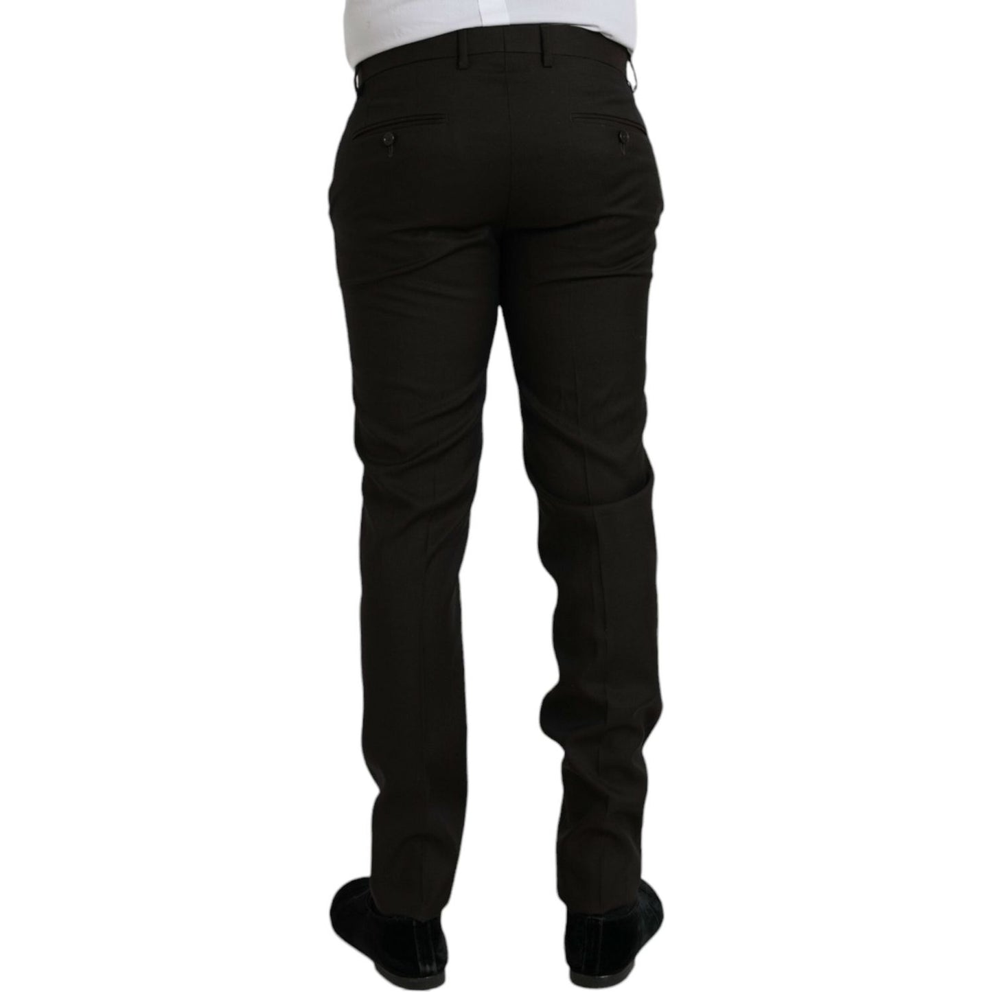 Dolce & Gabbana Dark Brown Wool Slim Fit Formal Pants Dolce & Gabbana