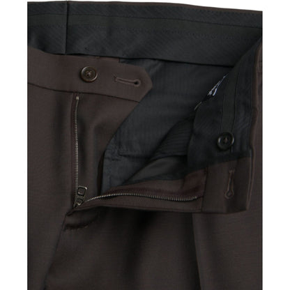 Dolce & Gabbana Dark Brown Wool Slim Fit Formal Pants