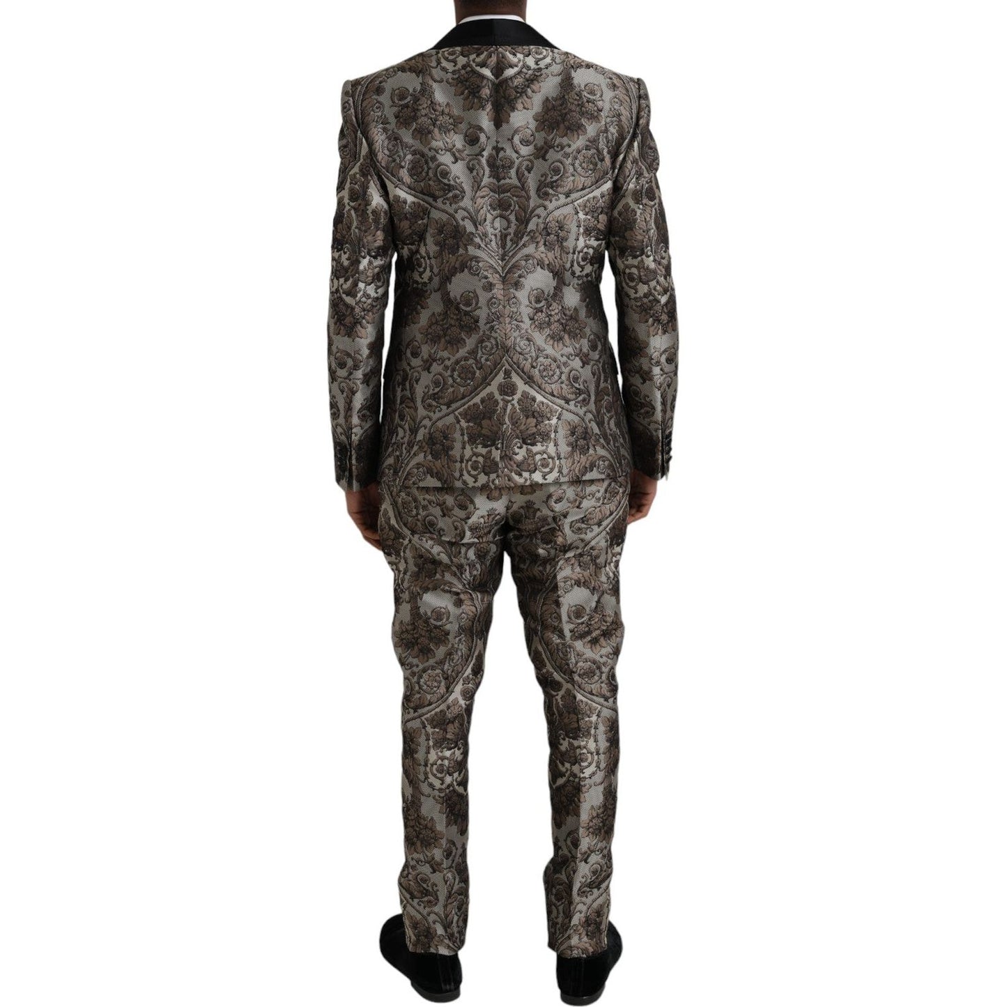 Dolce & Gabbana Brown Floral Jacquard Formal 3 Piece Suit Dolce & Gabbana