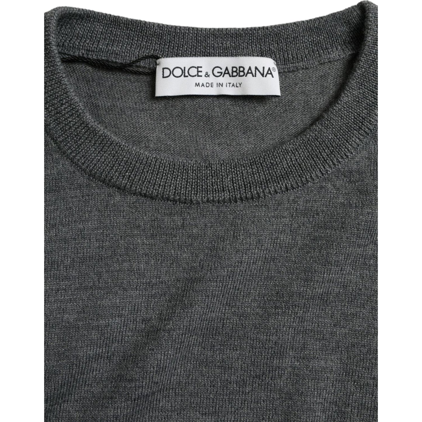 Dolce & Gabbana Dark Gray Wool Crew Neck Pullover Sweater