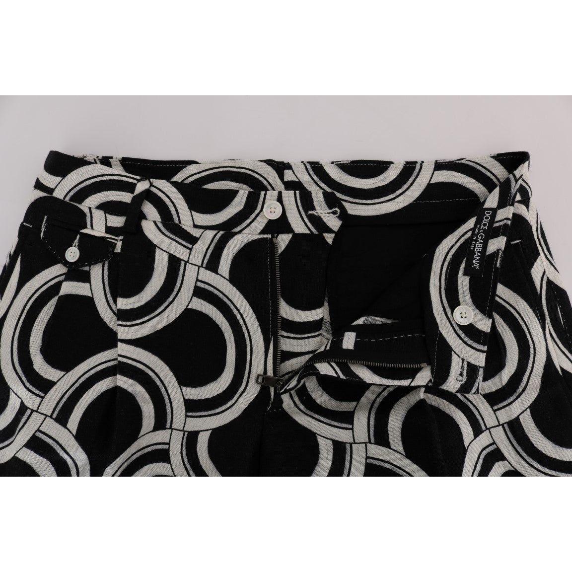 Dolce & Gabbana Chic Black & White Patterned Linen Shorts Dolce & Gabbana