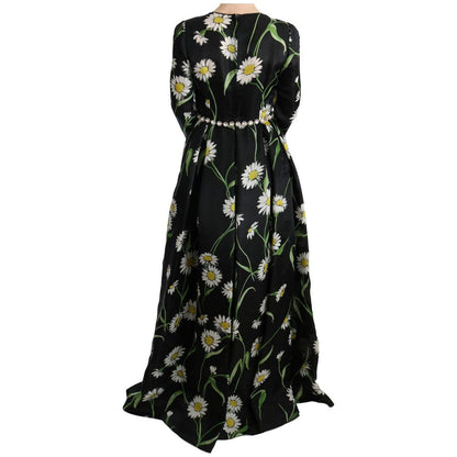 Dolce & Gabbana Multicolor Silk Sunflower Print Long Maxi Dress