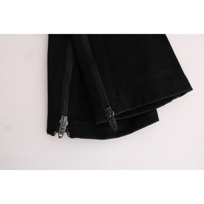 Ermanno Scervino Black Cotton Slim Fit Casual Pants
