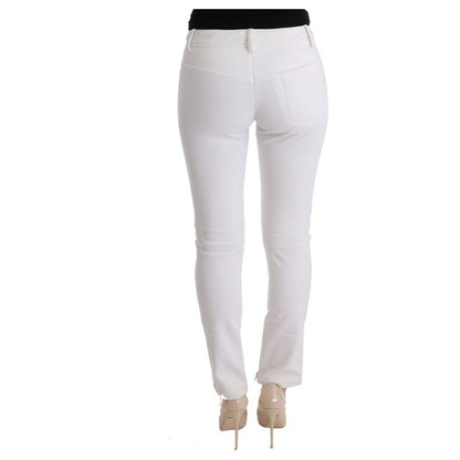 Ermanno Scervino White Cotton Slim Fit Casual Pants