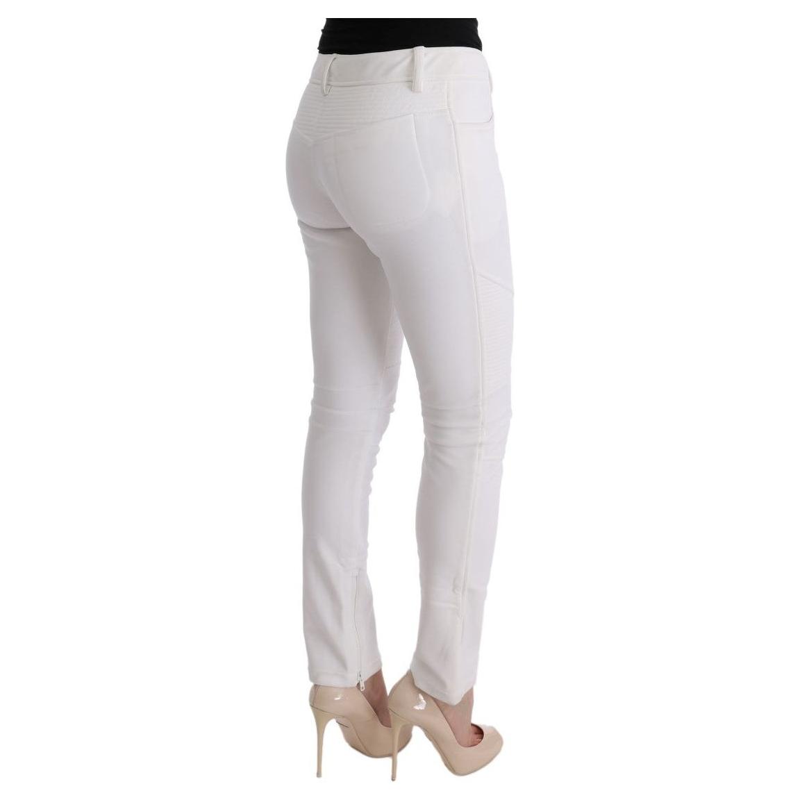 Ermanno Scervino Chic White Slim Fit Cotton Trousers Ermanno Scervino