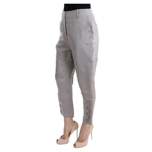 Ermanno Scervino Chic Gray Cropped Silk Pants Ermanno Scervino