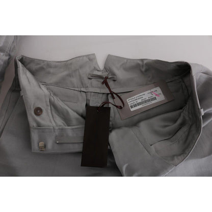 Ermanno Scervino Gray Silk Cropped Casual Pants