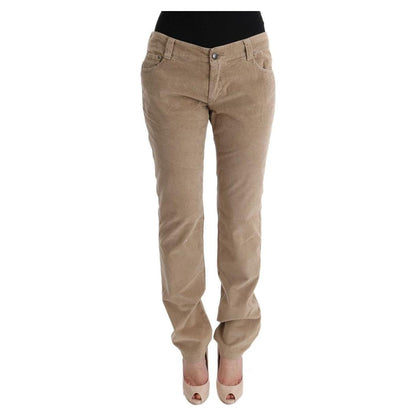 Ermanno Scervino Beige Cotton Velvet Regular Fit Pants
