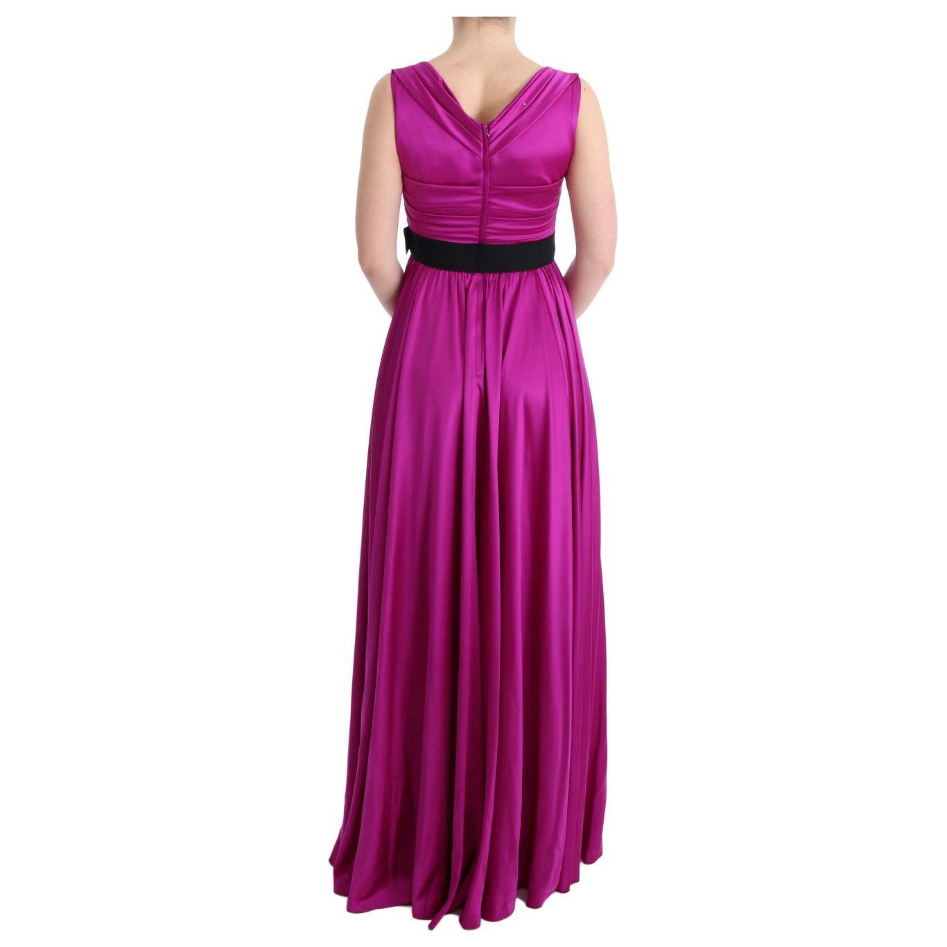 Dolce & Gabbana Pink Silk Stretch Shift Long Dress