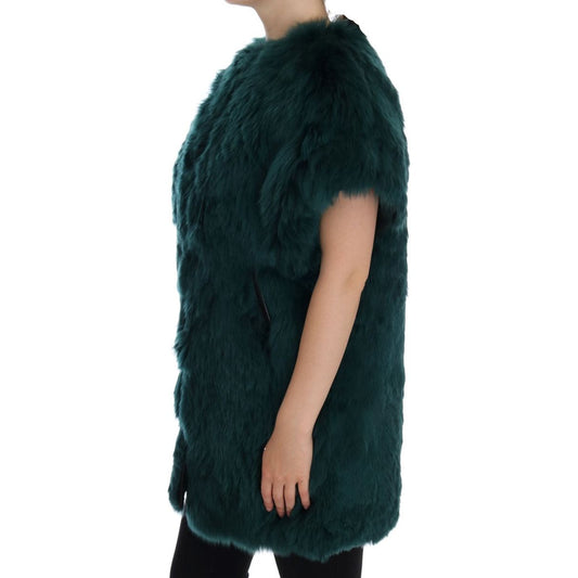 Dolce & Gabbana Exquisite Green Alpaca Fur Long Vest Dolce & Gabbana