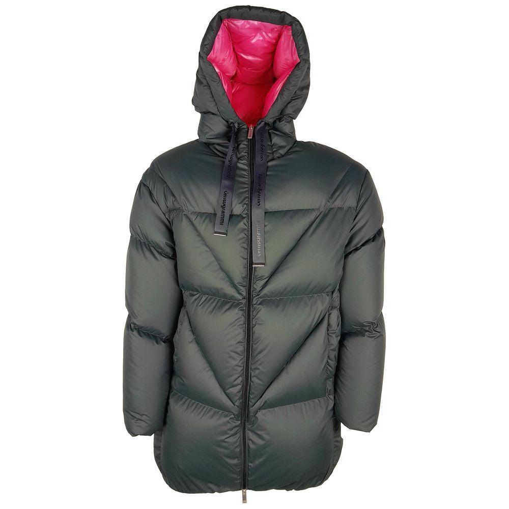 Centogrammi Elegant Fuchsia-Lined Grey Down Duvet Jacket Centogrammi