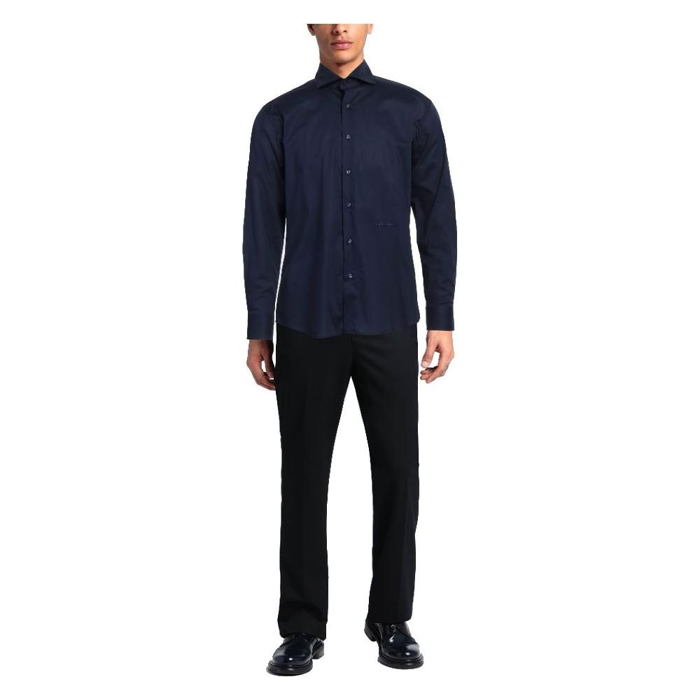 Aquascutum Elegant Blue Cotton Logo Shirt Aquascutum