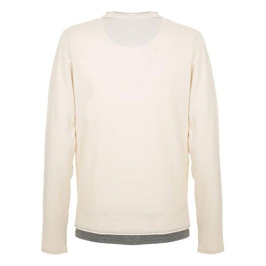 Fred Mello Chic Beige Long Sleeve Cotton Blend Sweater Fred Mello