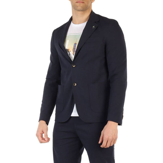 Fred Mello Chic Solid Blue Lightweight Cotton Jacket Fred Mello