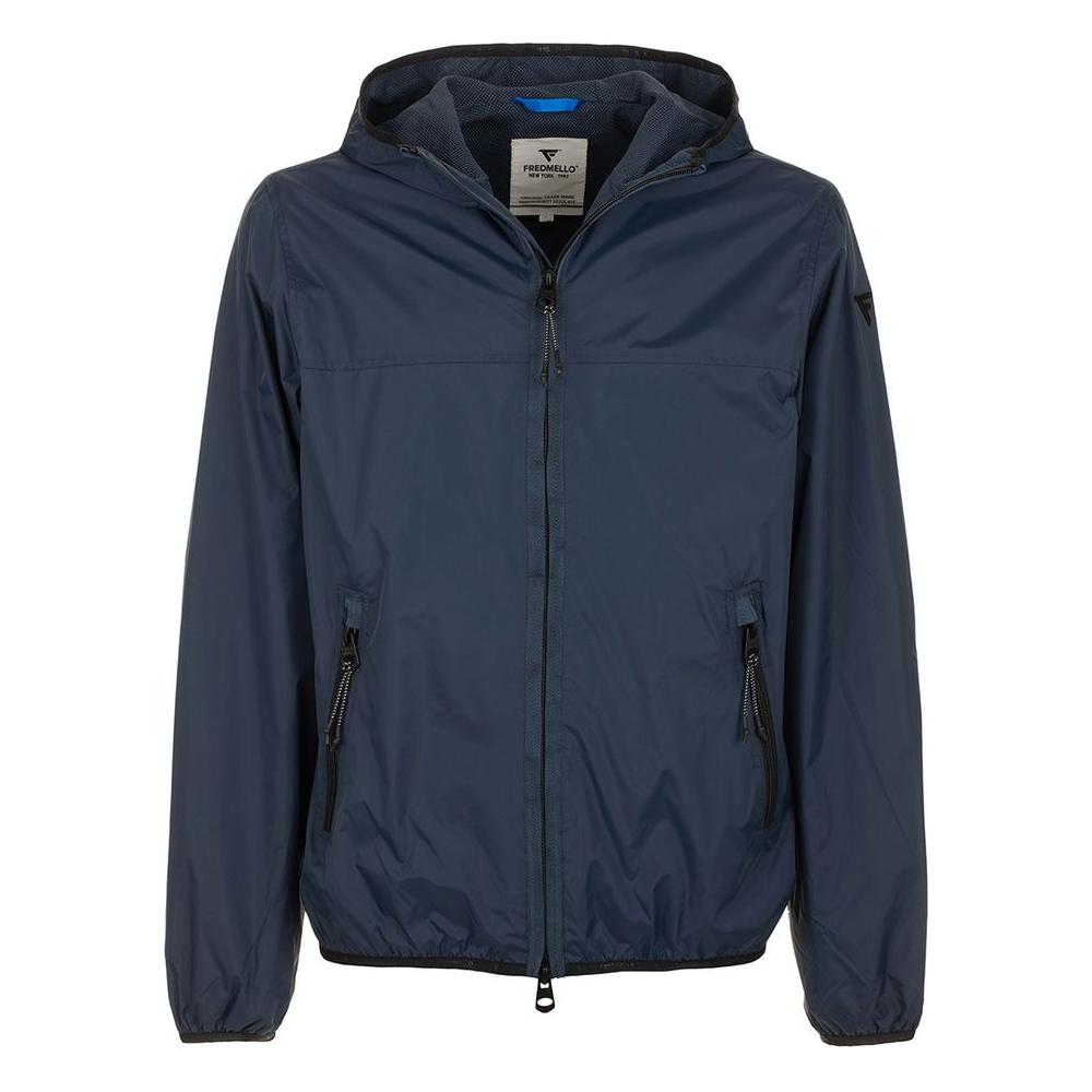 Fred Mello Sleek Blue Nylon Jacket - Zip Closure & Compact Design Fred Mello