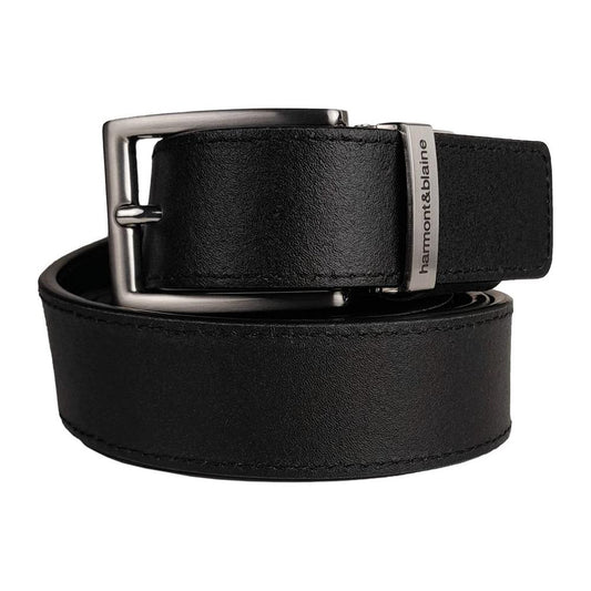 Harmont & Blaine Reversible Black Calfskin Leather Belt Harmont & Blaine