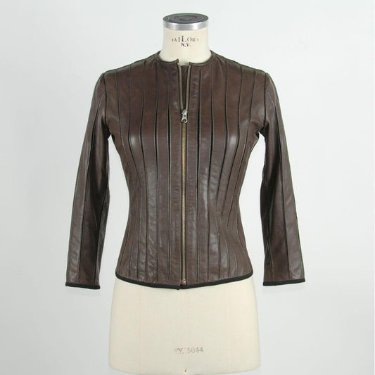 Emilio Romanelli Brown Leather Women Jacket Emilio Romanelli