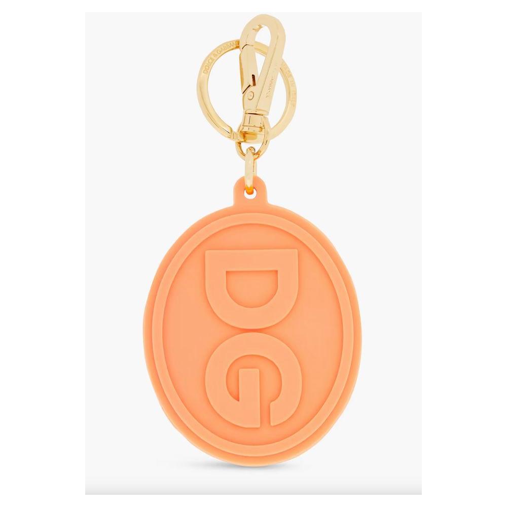 Dolce & Gabbana Elegant Orange Keychain with Gold Hardware Dolce & Gabbana