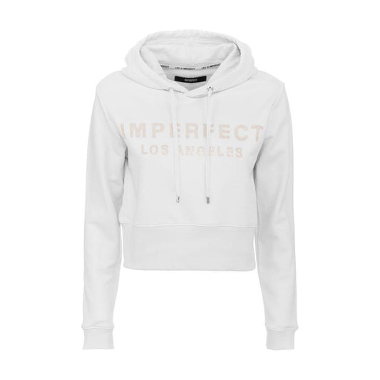 Imperfect White Cotton Womens Hoodie Imperfect