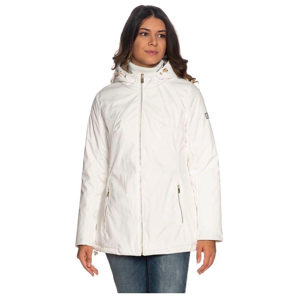 Yes Zee Chic White Hooded Down Jacket for Women