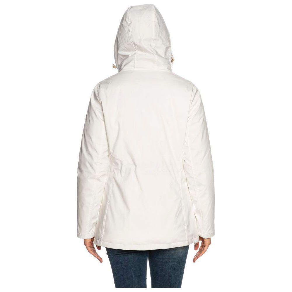 Yes Zee Chic White Hooded Down Jacket for Women