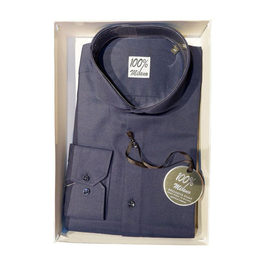 Made in Italy Elegant Blue Oxford Shirt for Men Made in Italy